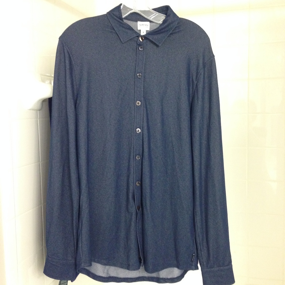 Armani Collezioni Blue Button-Up Shirt in S